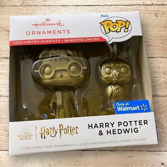 2022 Funko Pop! Hallmark Ornaments Harry Potter & Hedwig Set of 2 Gold Chase New - Picture 1 of 8